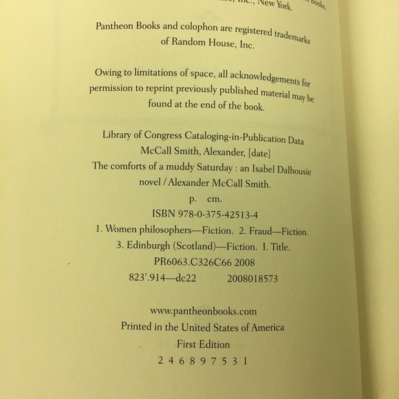 Book: The Comforts of a Muddy Saturday: An Isabel Dalhousie Novel  First… - Picture 6 of 7